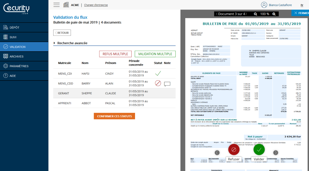 ePaie Expert comptable étape 2 - Valider bulletin